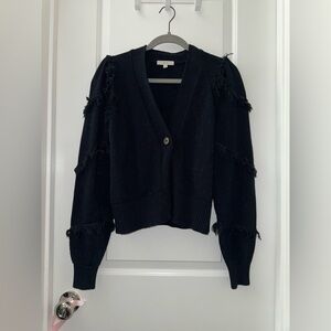 Joie - front button cardigan w/ frills - size small